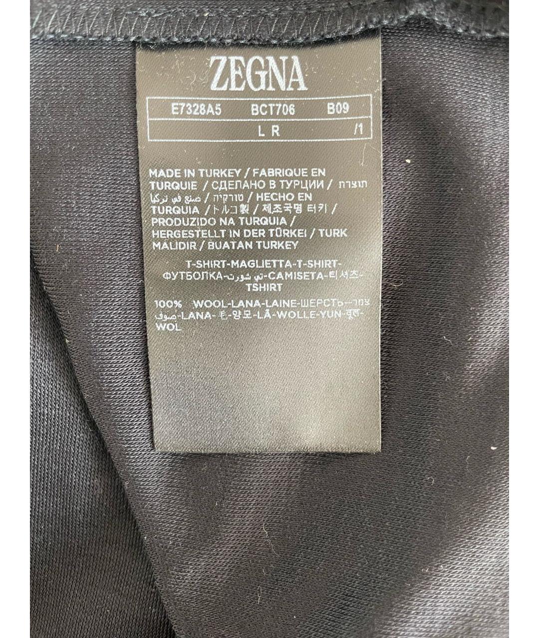 ZEGNA Черная хлопко-шерстяная майка, фото 4