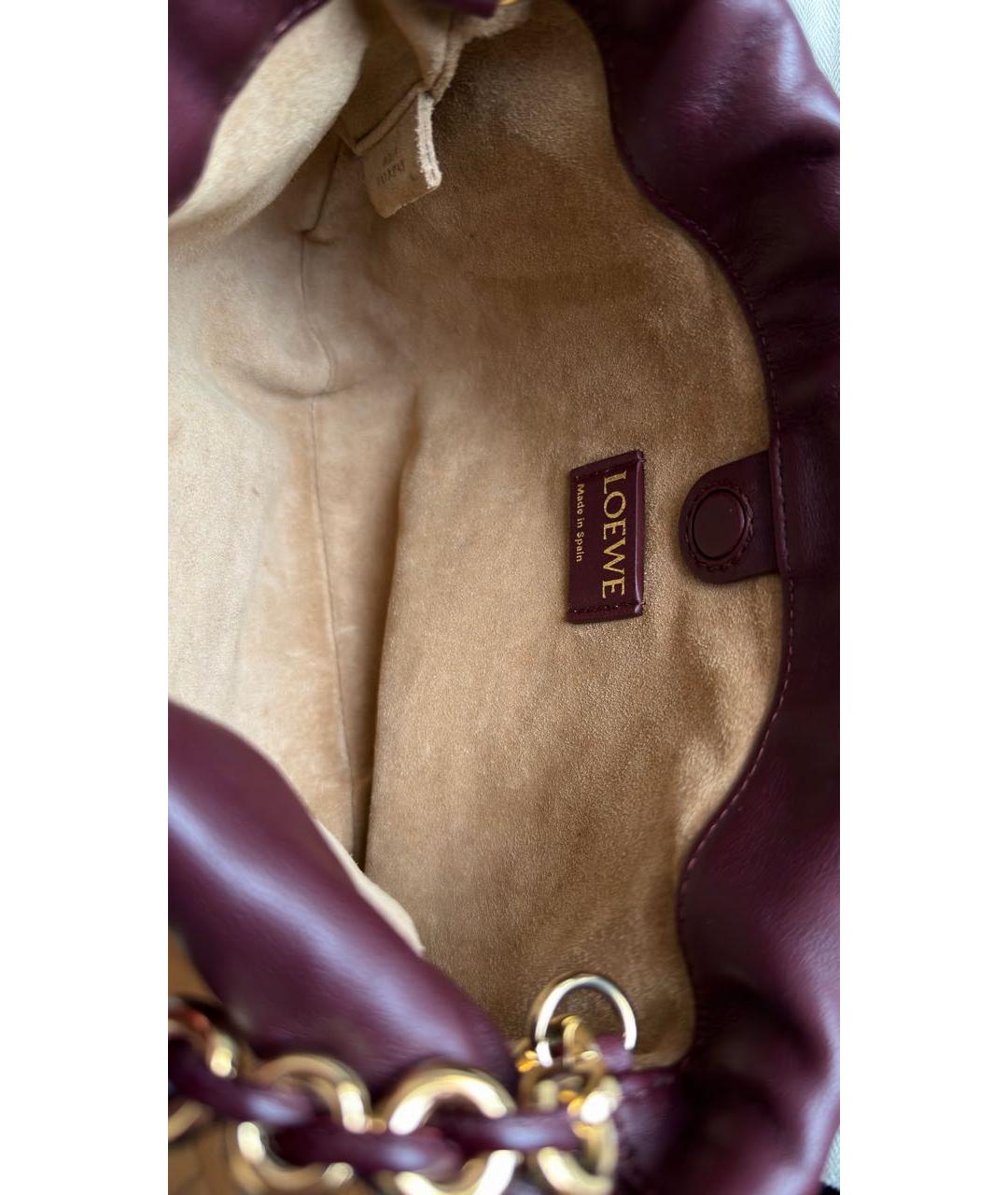 LOEWE Бордовая кожаная сумка с короткими ручками, фото 4