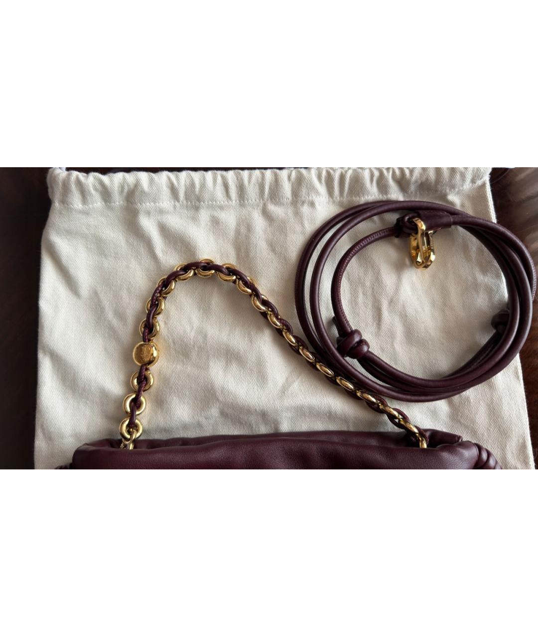 LOEWE Бордовая кожаная сумка с короткими ручками, фото 5