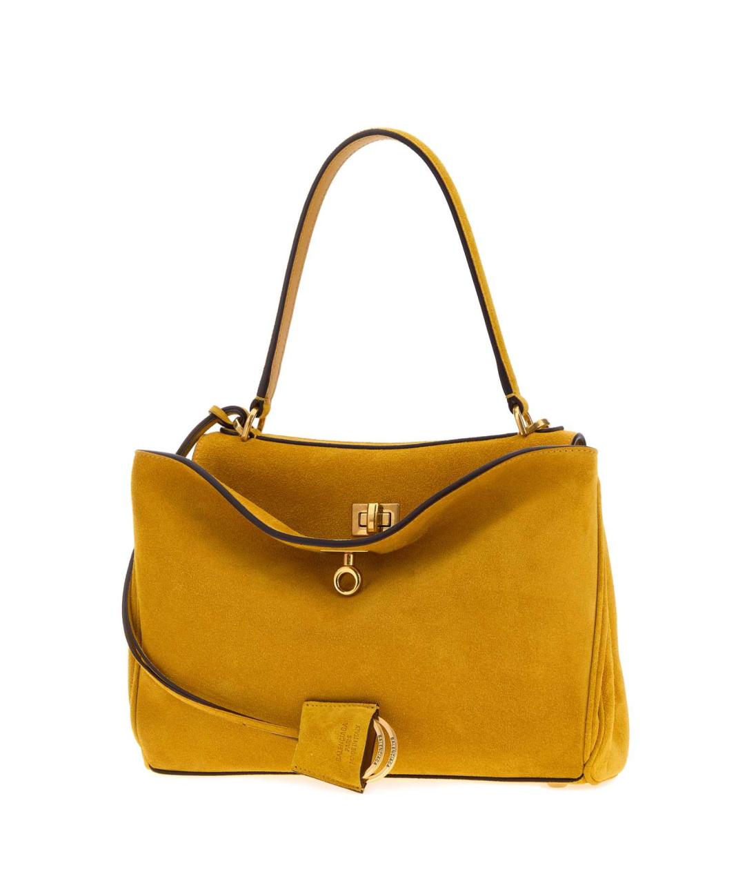 BALENCIAGA Горчичная замшевая сумка тоут, фото 2