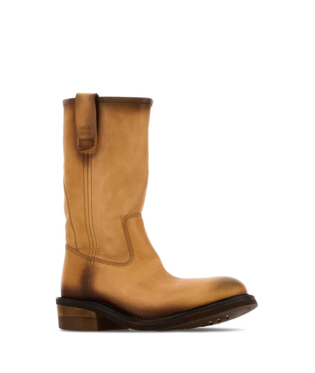 MIU MIU Бежевые кожаные сапоги, фото 2