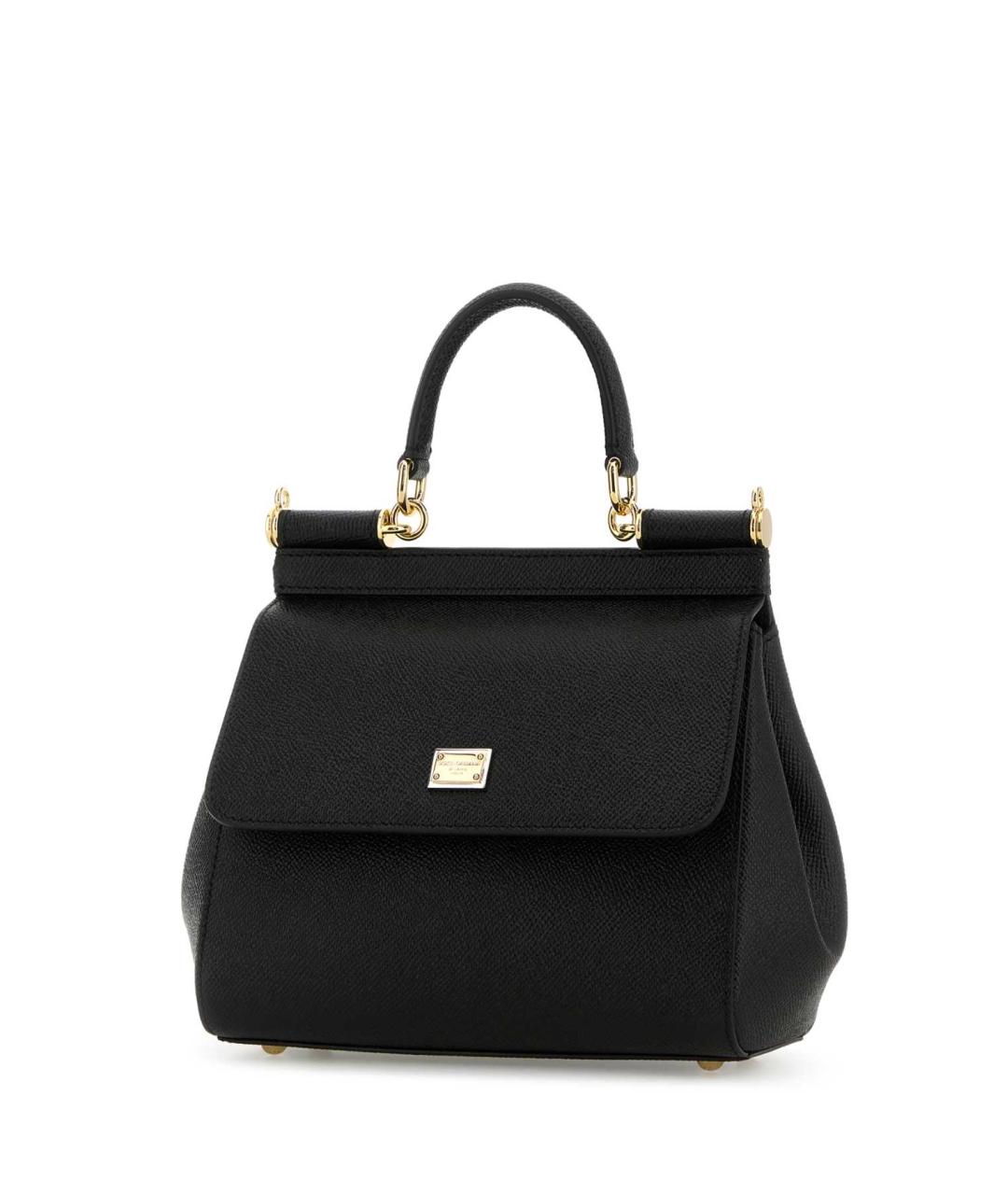 DOLCE&GABBANA Черная кожаная сумка тоут, фото 2