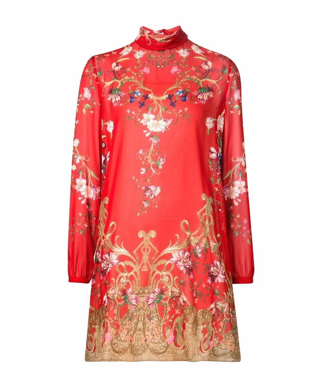 ROBERTO CAVALLI Красное шелковое вечернее платье, фото 1
