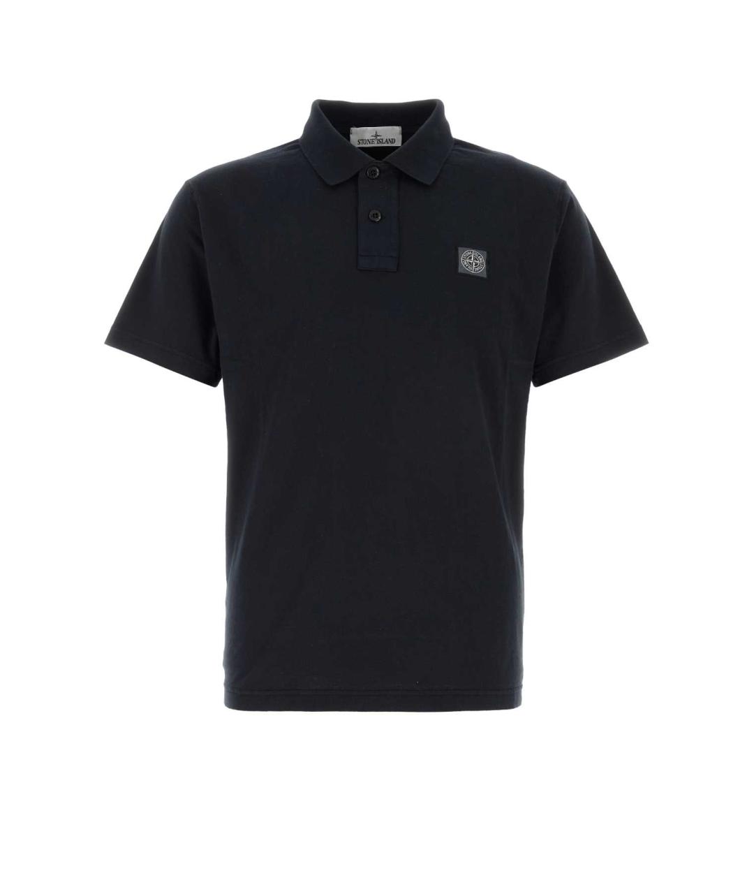 STONE ISLAND Темно-синее хлопковое поло с коротким рукавом, фото 1