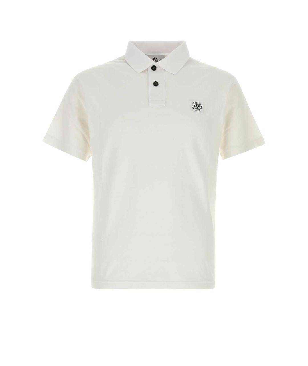 STONE ISLAND Белое хлопковое поло с коротким рукавом, фото 1