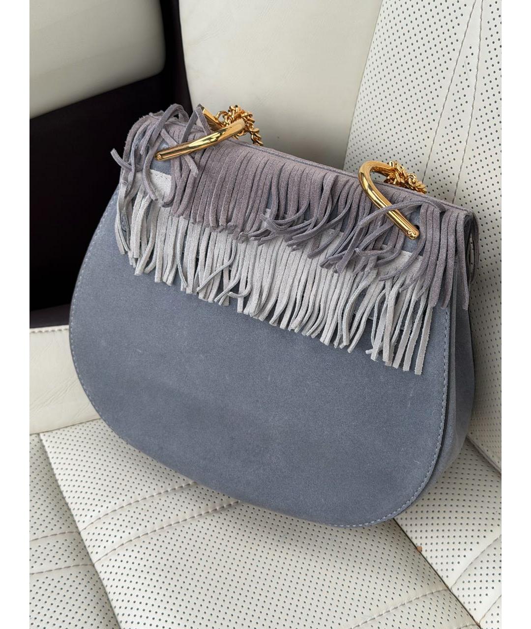 CHLOE Серая замшевая сумка через плечо, фото 3