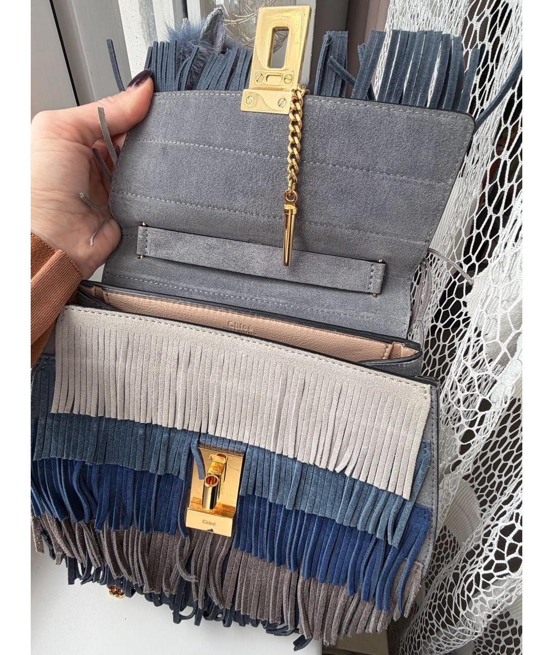 CHLOE Серая замшевая сумка через плечо, фото 7