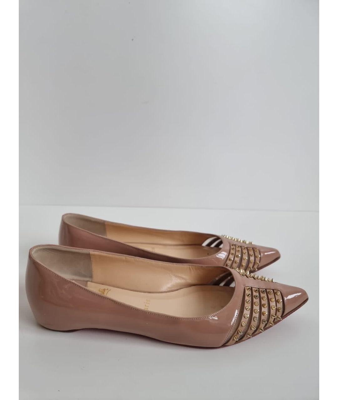 CHRISTIAN DIOR Бежевые балетки из лакированной кожи, фото 1