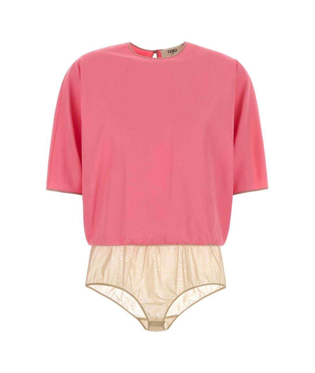 FENDI Розовая вискозная футболка, фото 1
