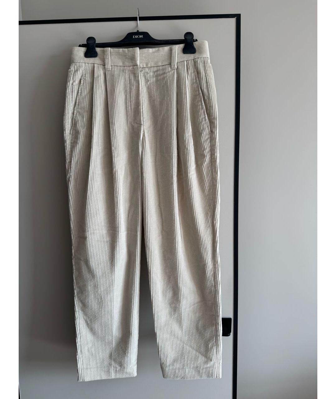 BRUNELLO CUCINELLI Бежевые хлопковые прямые брюки, фото 7