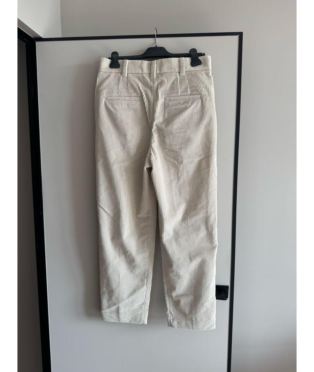 BRUNELLO CUCINELLI Бежевые хлопковые прямые брюки, фото 2