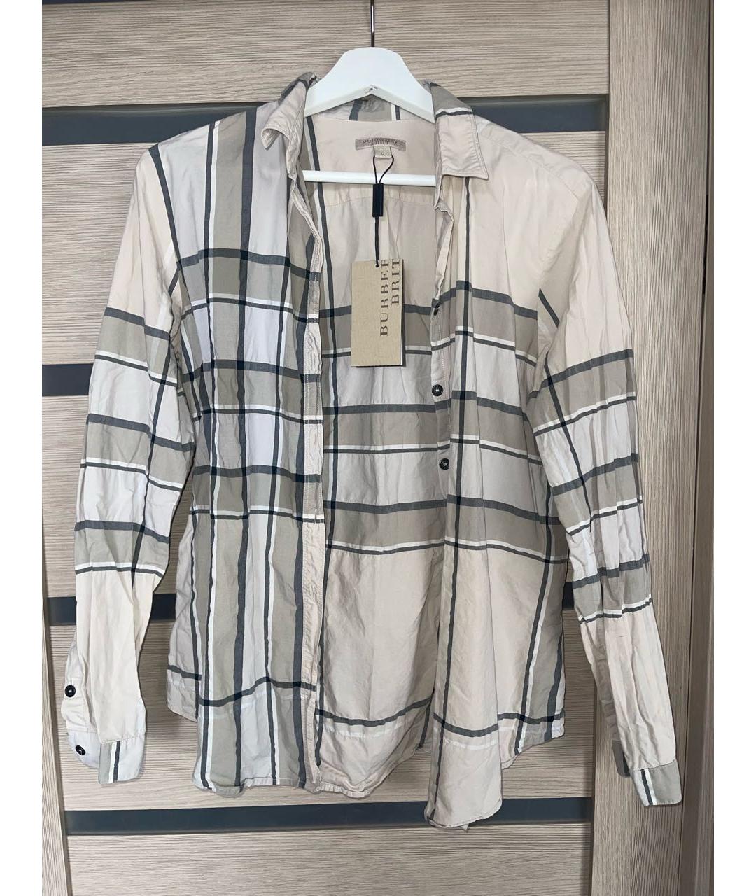 BURBERRY Бежевая хлопко-эластановая рубашка, фото 9