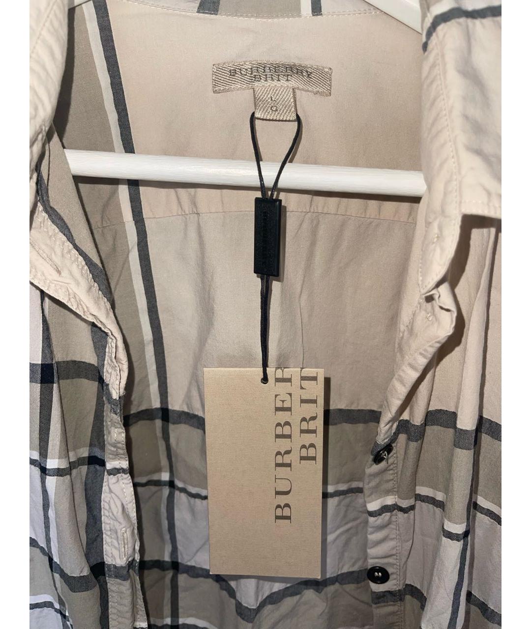 BURBERRY Бежевая хлопко-эластановая рубашка, фото 3