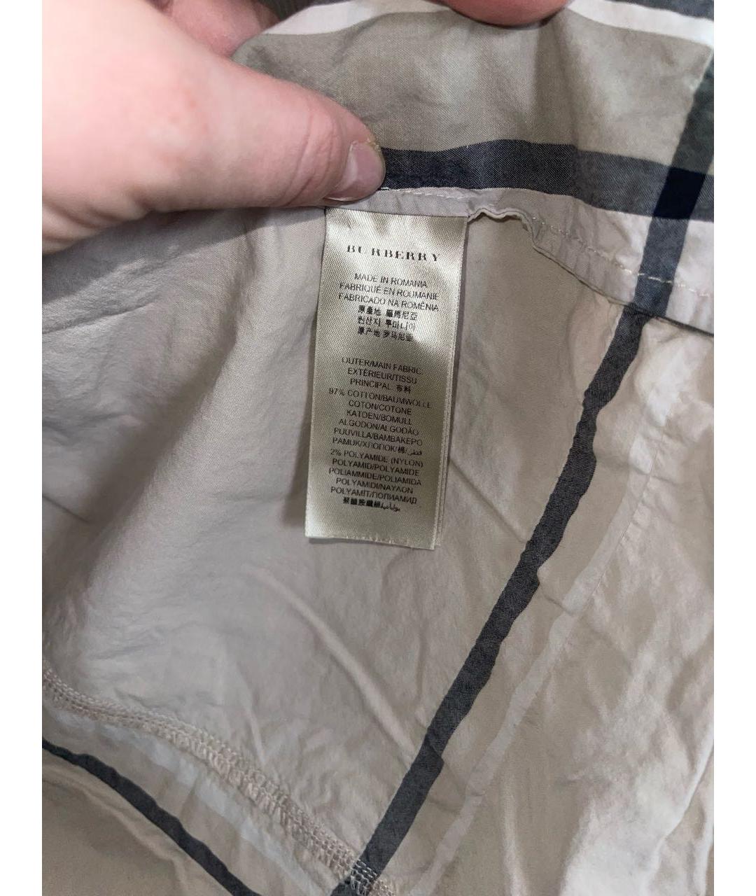 BURBERRY Бежевая хлопко-эластановая рубашка, фото 6