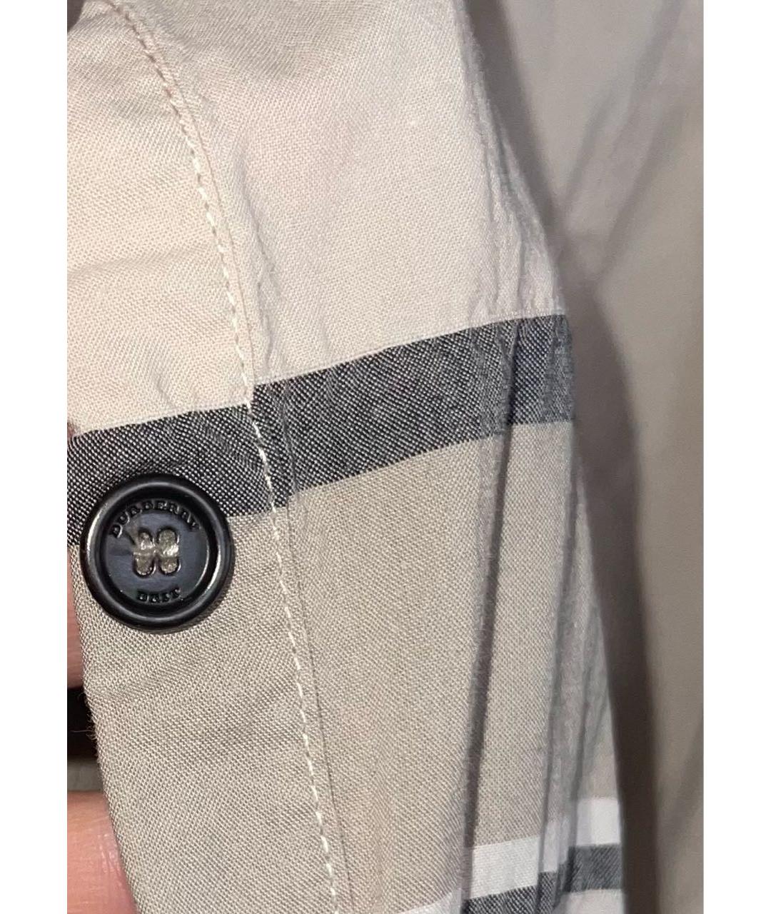 BURBERRY Бежевая хлопко-эластановая рубашка, фото 5