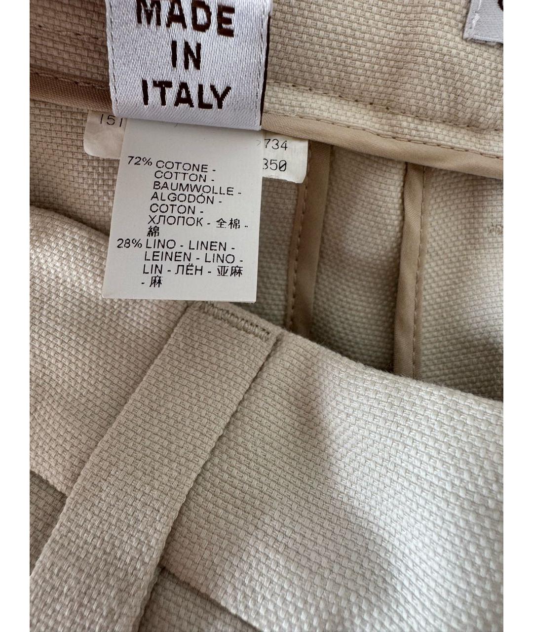 BRUNELLO CUCINELLI Бежевые льняные брюки узкие, фото 4