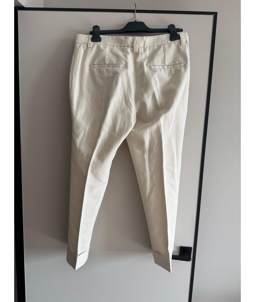 BRUNELLO CUCINELLI Бежевые льняные брюки узкие, фото 2