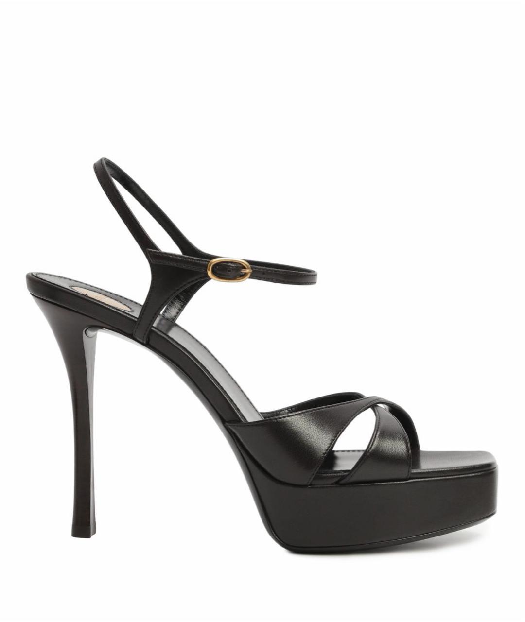 SAINT LAURENT Коричневые кожаные босоножки, фото 5