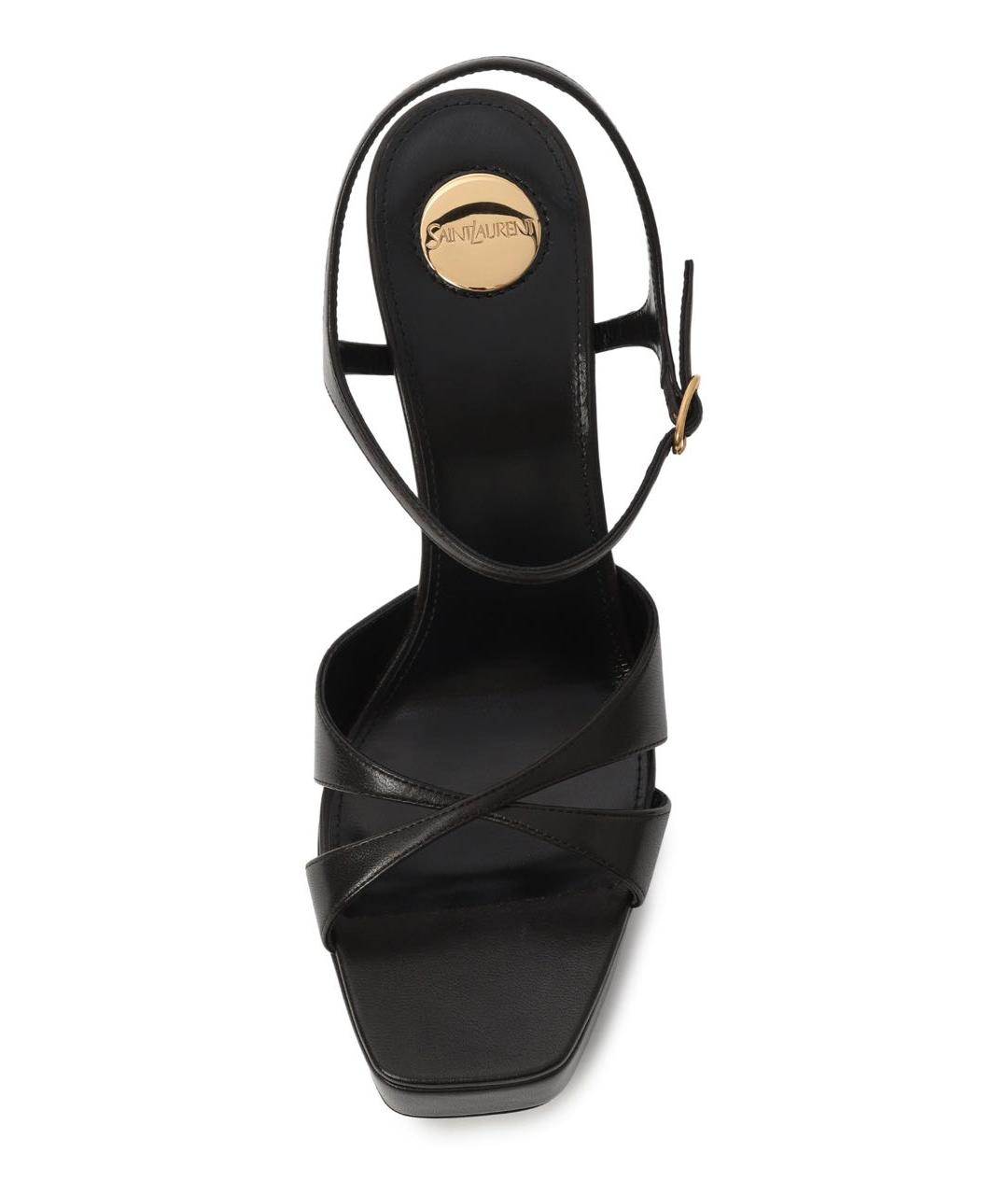 SAINT LAURENT Коричневые кожаные босоножки, фото 3