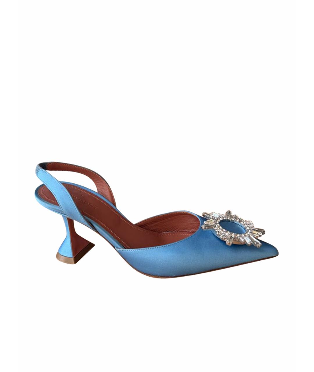 Amina Muaddi Синие текстильные туфли, фото 1