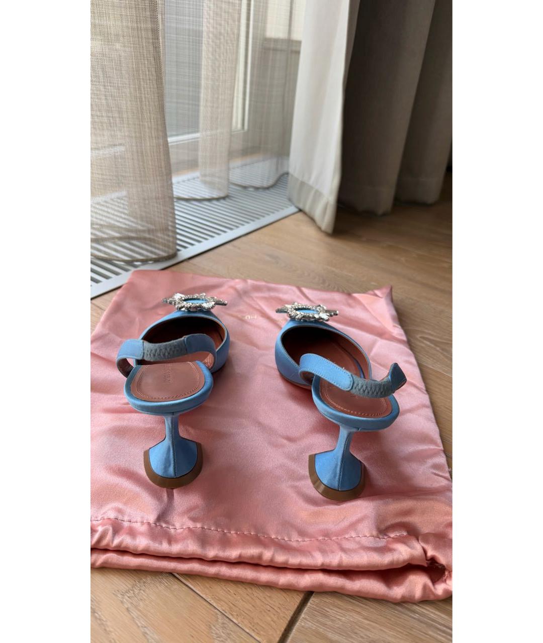 Amina Muaddi Синие текстильные туфли, фото 4