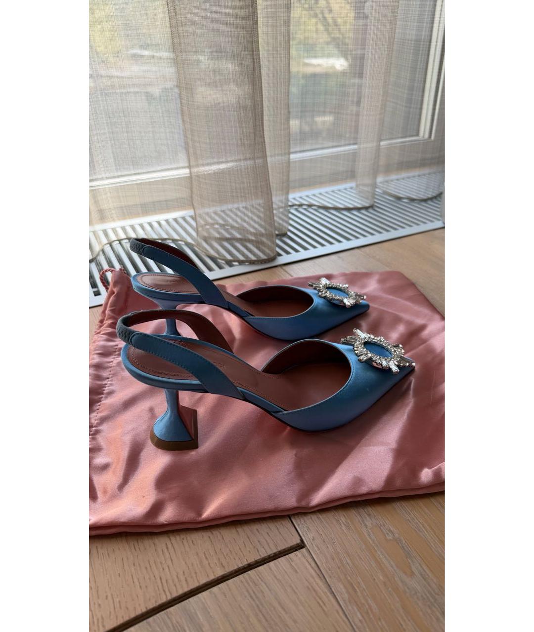 Amina Muaddi Синие текстильные туфли, фото 6