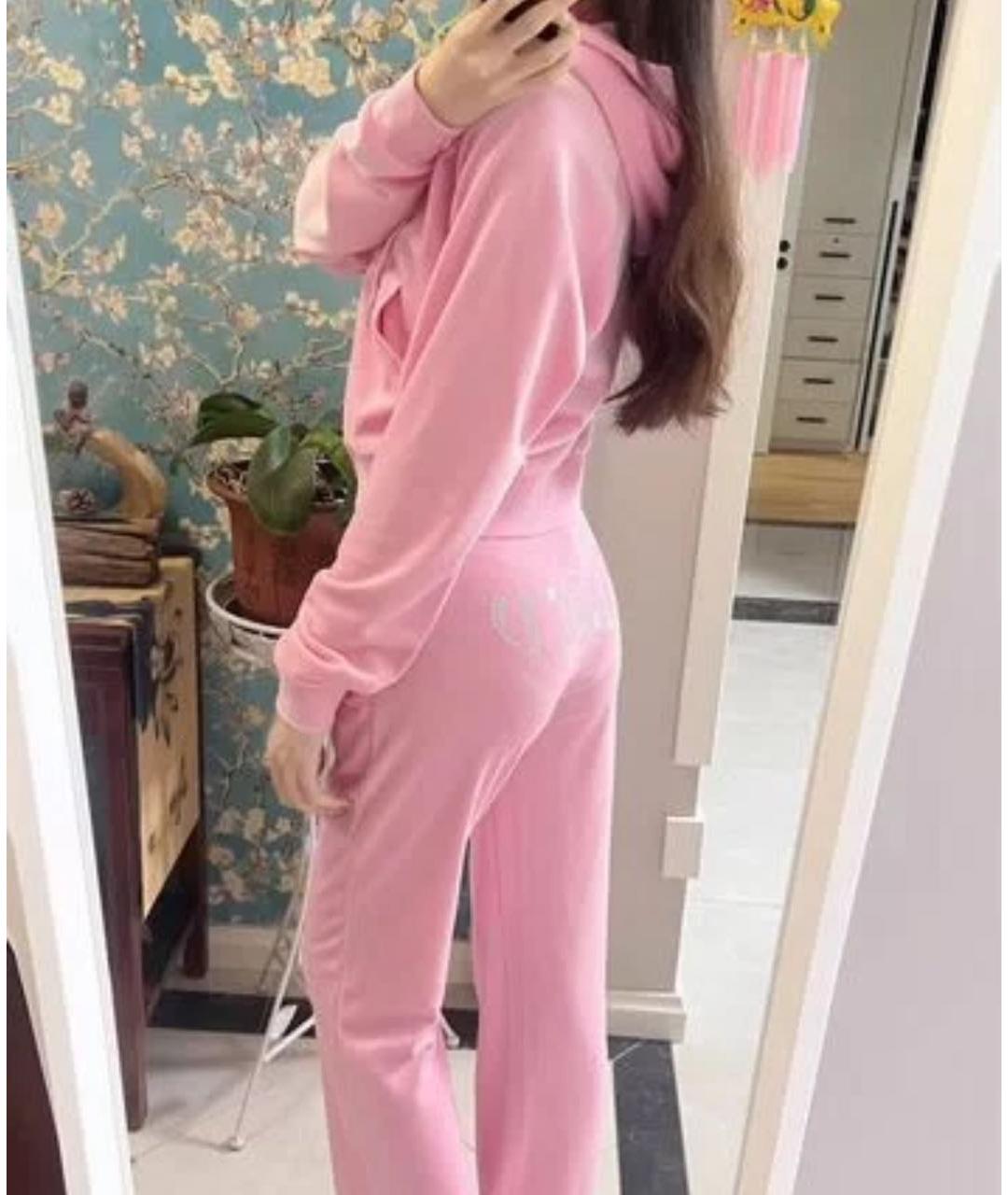 JUICY COUTURE Розовый велюровый костюм с брюками, фото 7