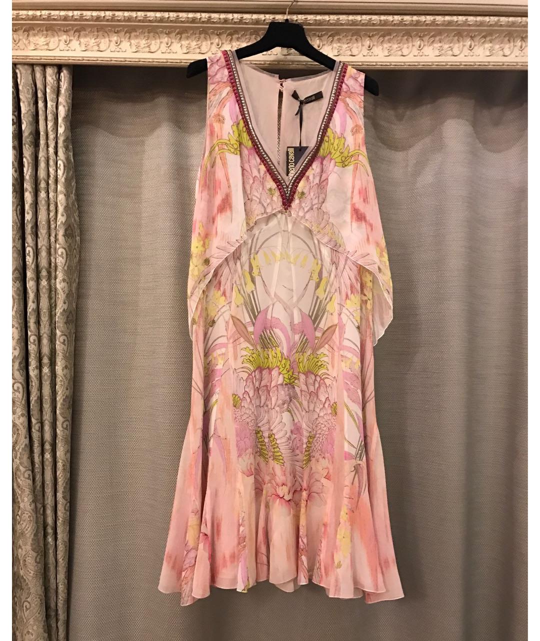 ROBERTO CAVALLI Розовое шелковое вечернее платье, фото 6