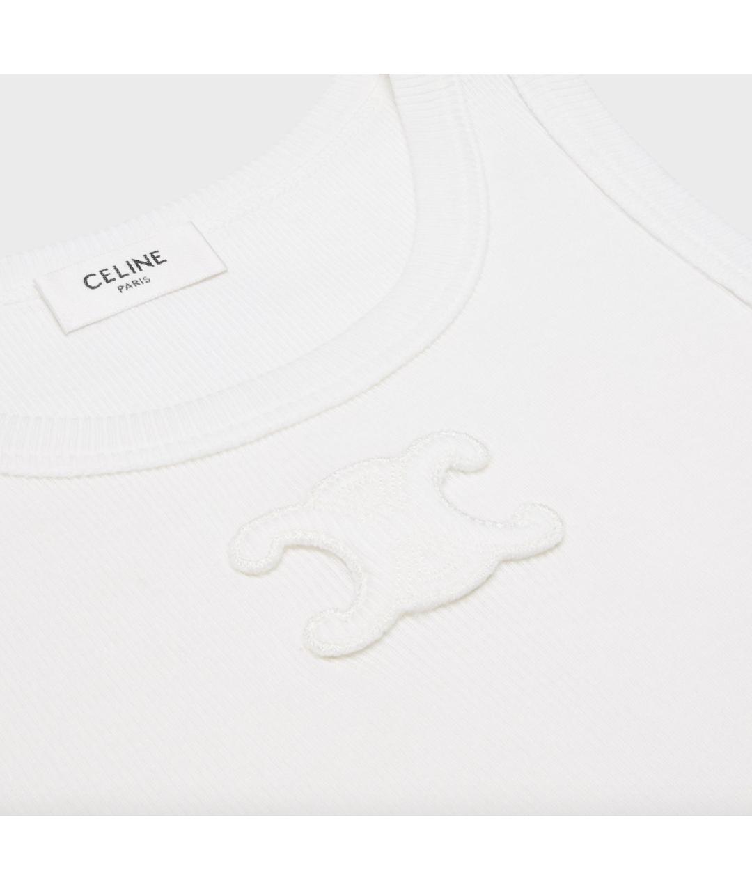 CELINE Белая хлопковая майка, фото 3