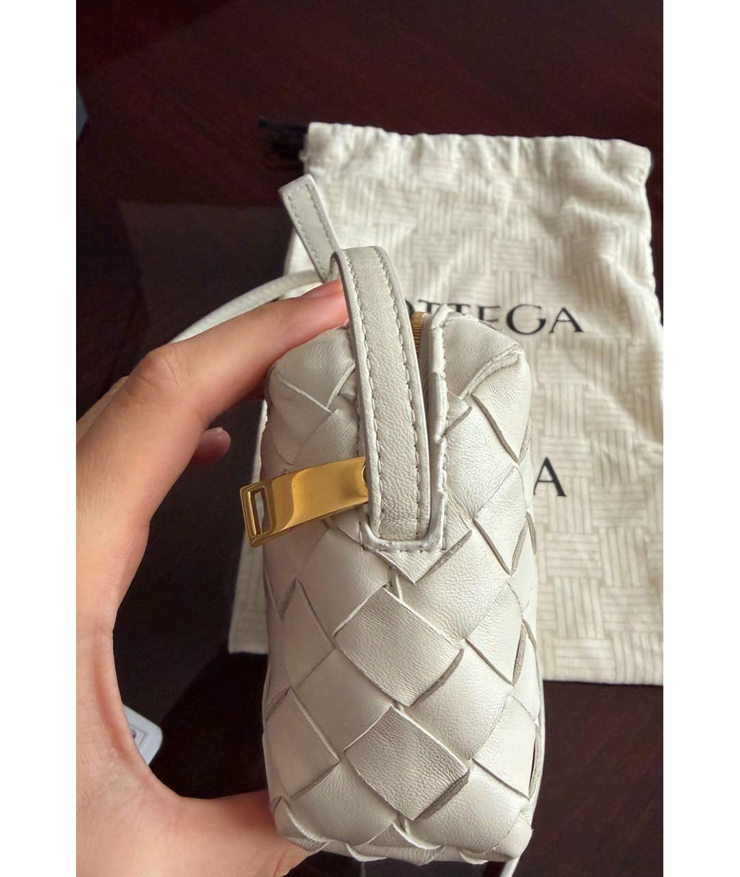 BOTTEGA VENETA Белая кожаная сумка через плечо, фото 3