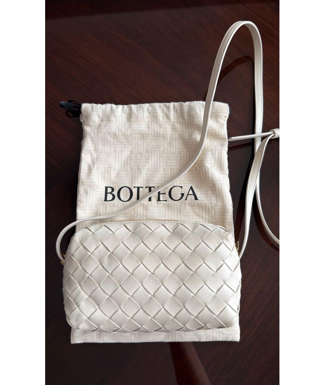 BOTTEGA VENETA Белая кожаная сумка через плечо, фото 5