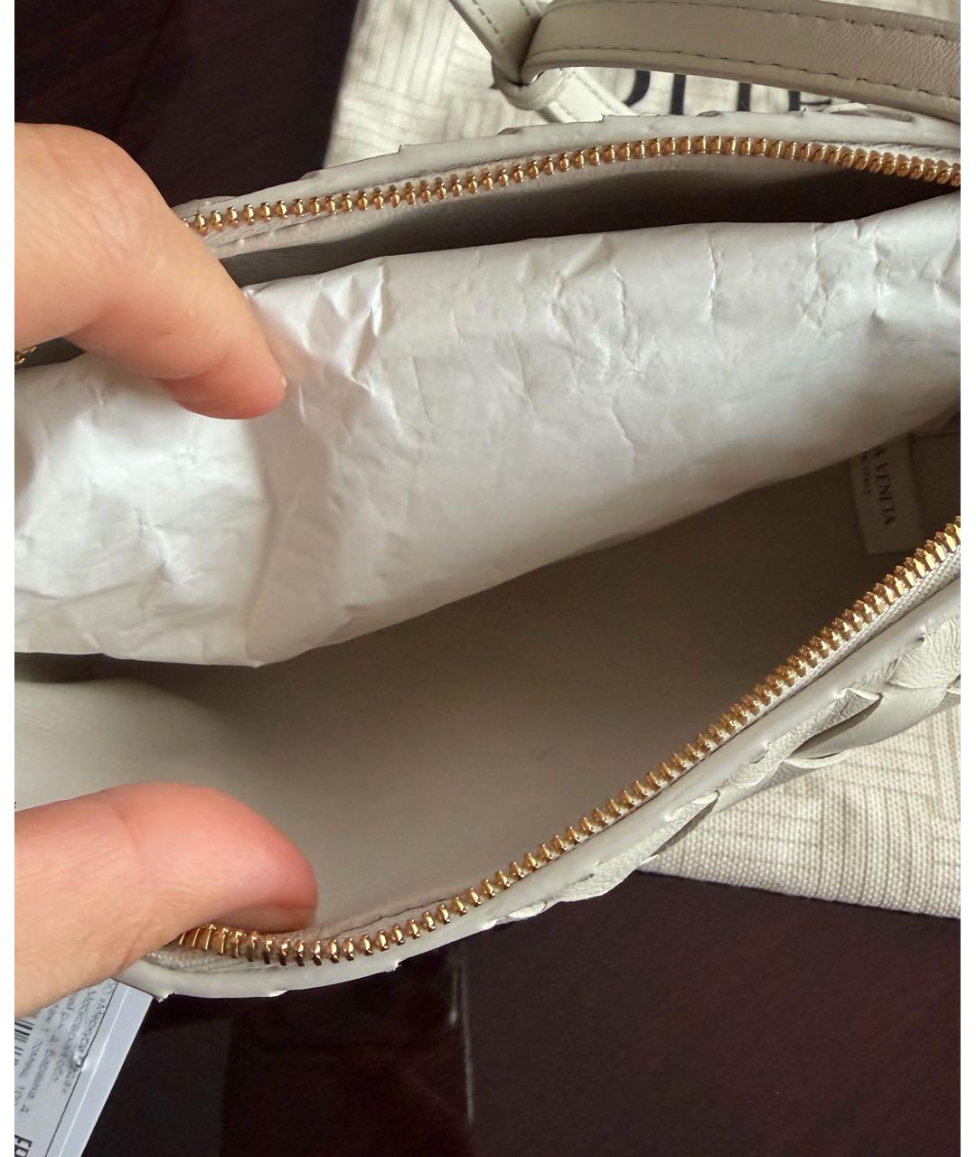 BOTTEGA VENETA Белая кожаная сумка через плечо, фото 2