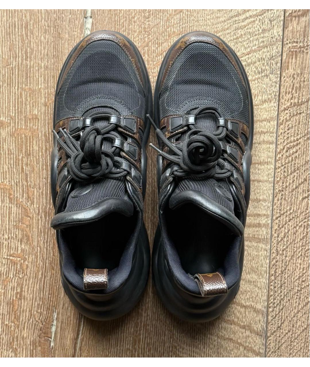 LOUIS VUITTON Черные кожаные кроссовки, фото 3