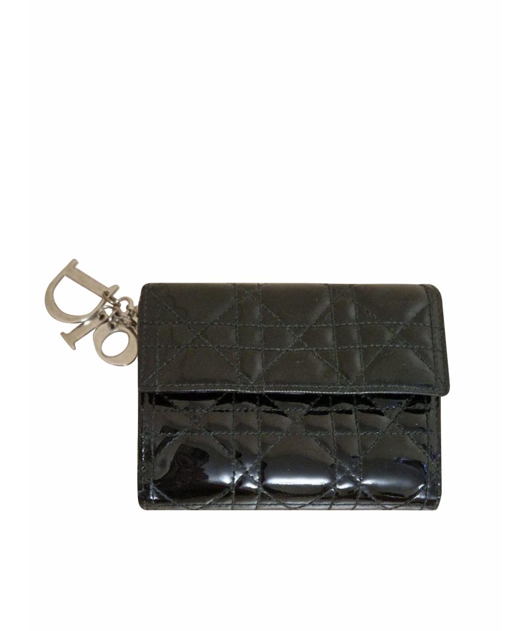 CHRISTIAN DIOR Черный кошелек из лакированной кожи, фото 1