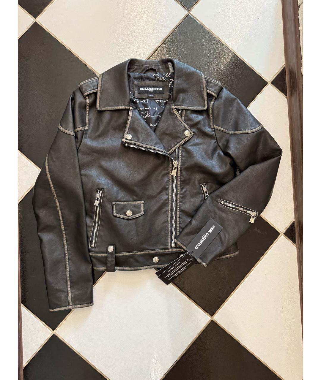 KARL LAGERFELD Черная полиуретановая куртка, фото 5