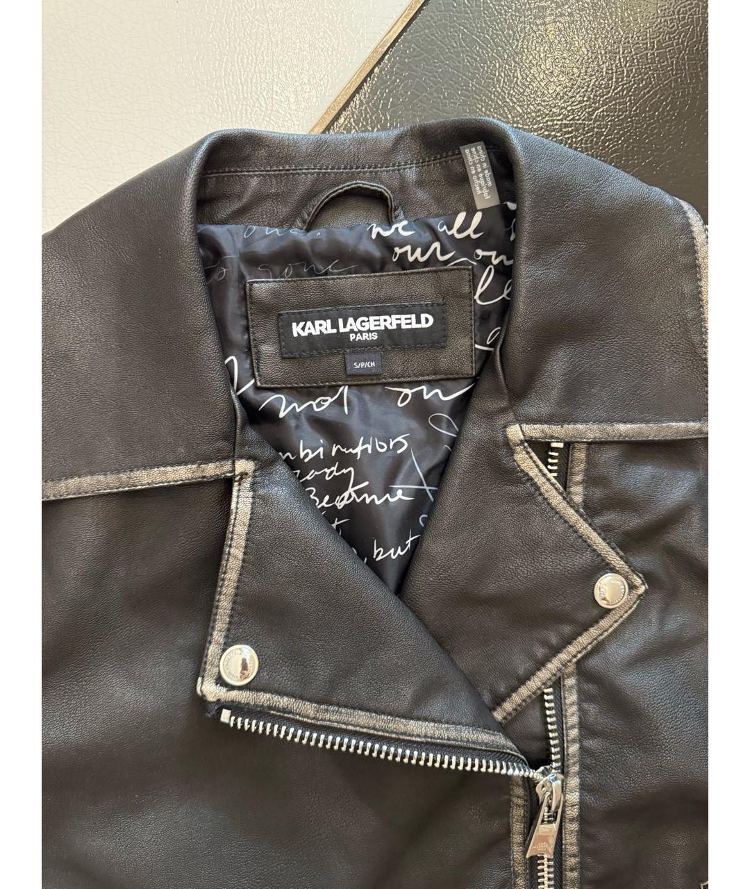 KARL LAGERFELD Черная полиуретановая куртка, фото 4