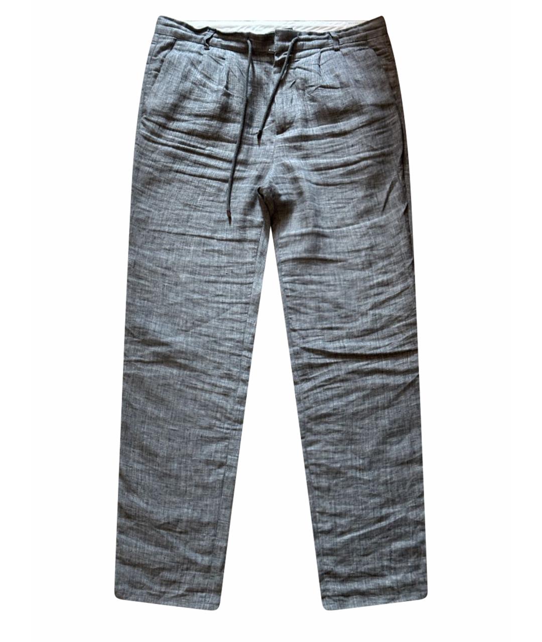 BRUNELLO CUCINELLI Серые льняные повседневные брюки, фото 1