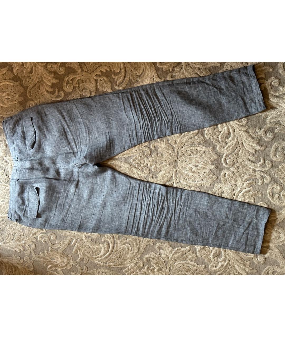 BRUNELLO CUCINELLI Серые льняные повседневные брюки, фото 2