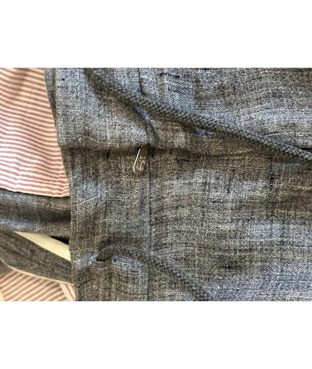 BRUNELLO CUCINELLI Серые льняные повседневные брюки, фото 4