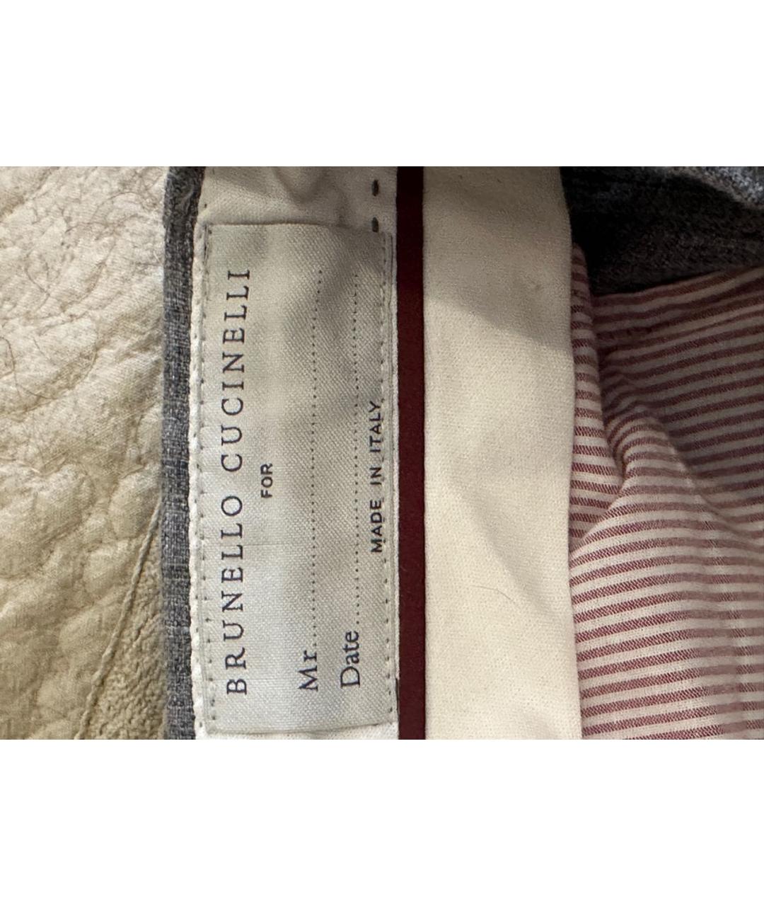 BRUNELLO CUCINELLI Серые льняные повседневные брюки, фото 3