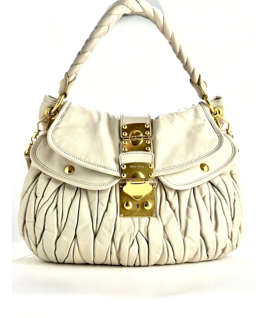 MIU MIU Бежевая кожаная сумка тоут, фото 5