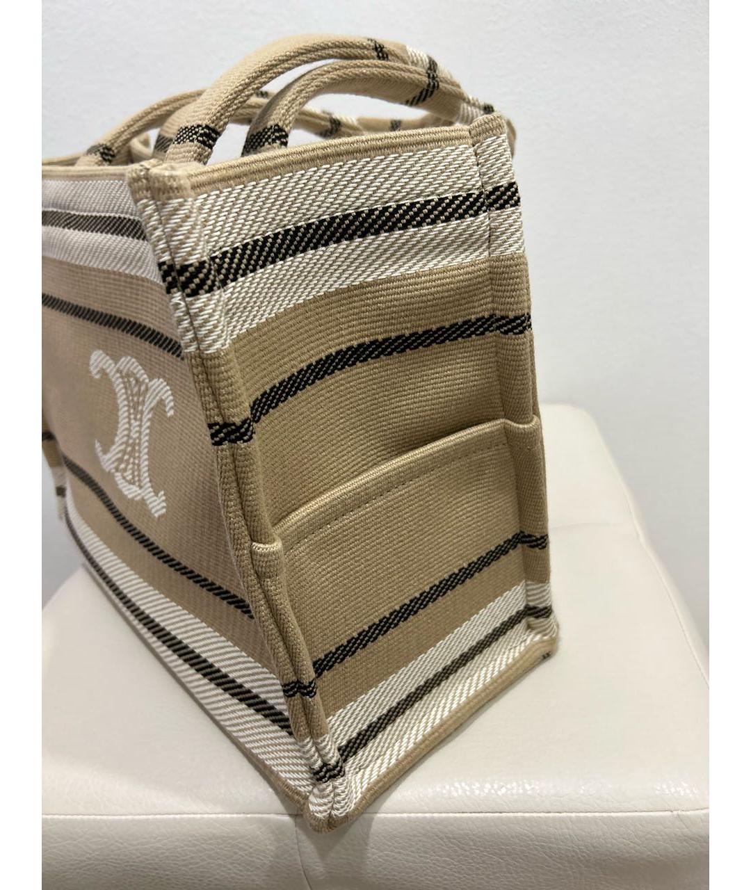 CELINE Бежевая тканевая пляжная сумка, фото 7