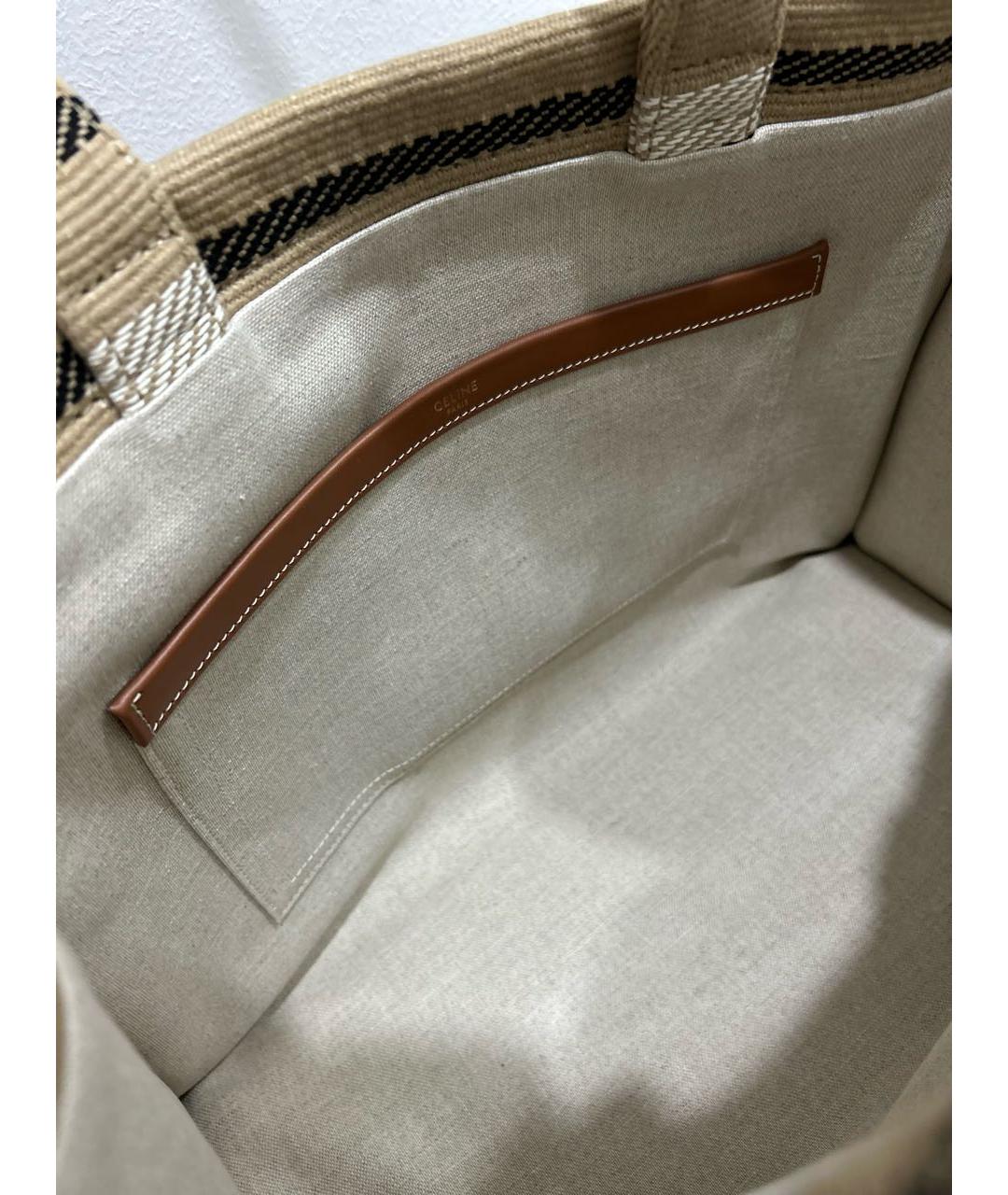 CELINE Бежевая тканевая пляжная сумка, фото 4
