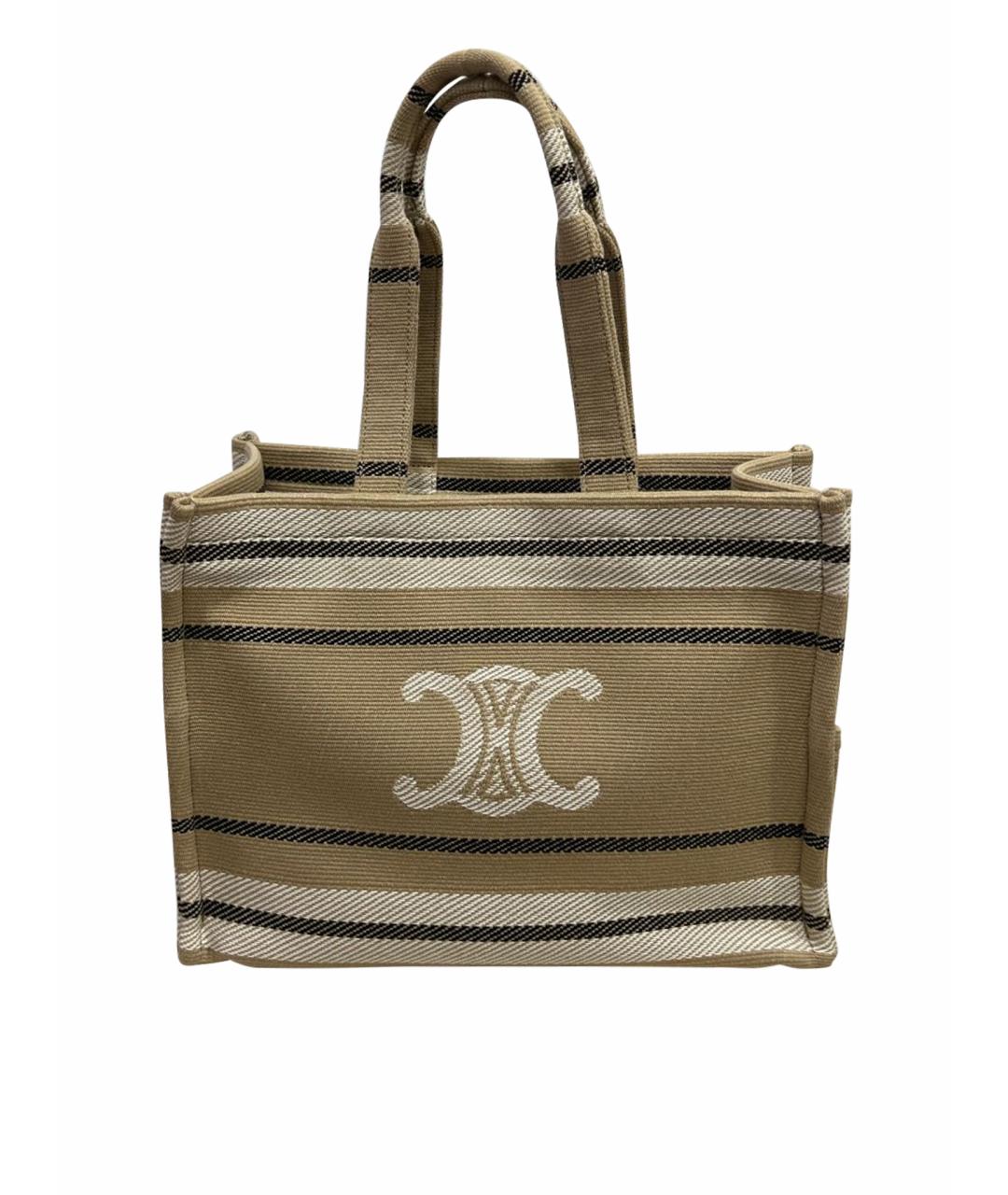 CELINE Бежевая тканевая пляжная сумка, фото 1