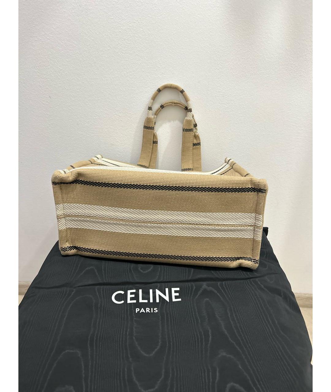 CELINE Бежевая тканевая пляжная сумка, фото 8