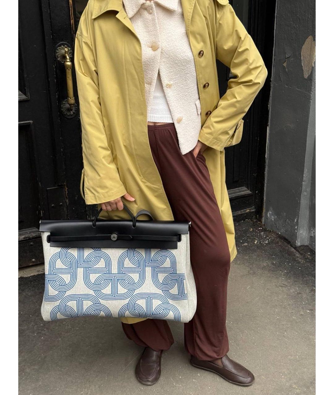 HERMES Бежевая кожаная дорожная/спортивная сумка, фото 4