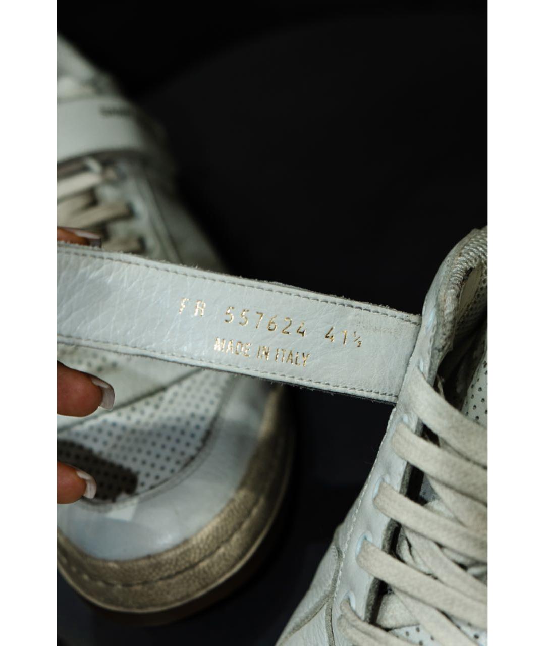 SAINT LAURENT Белые кожаные низкие кроссовки / кеды, фото 5