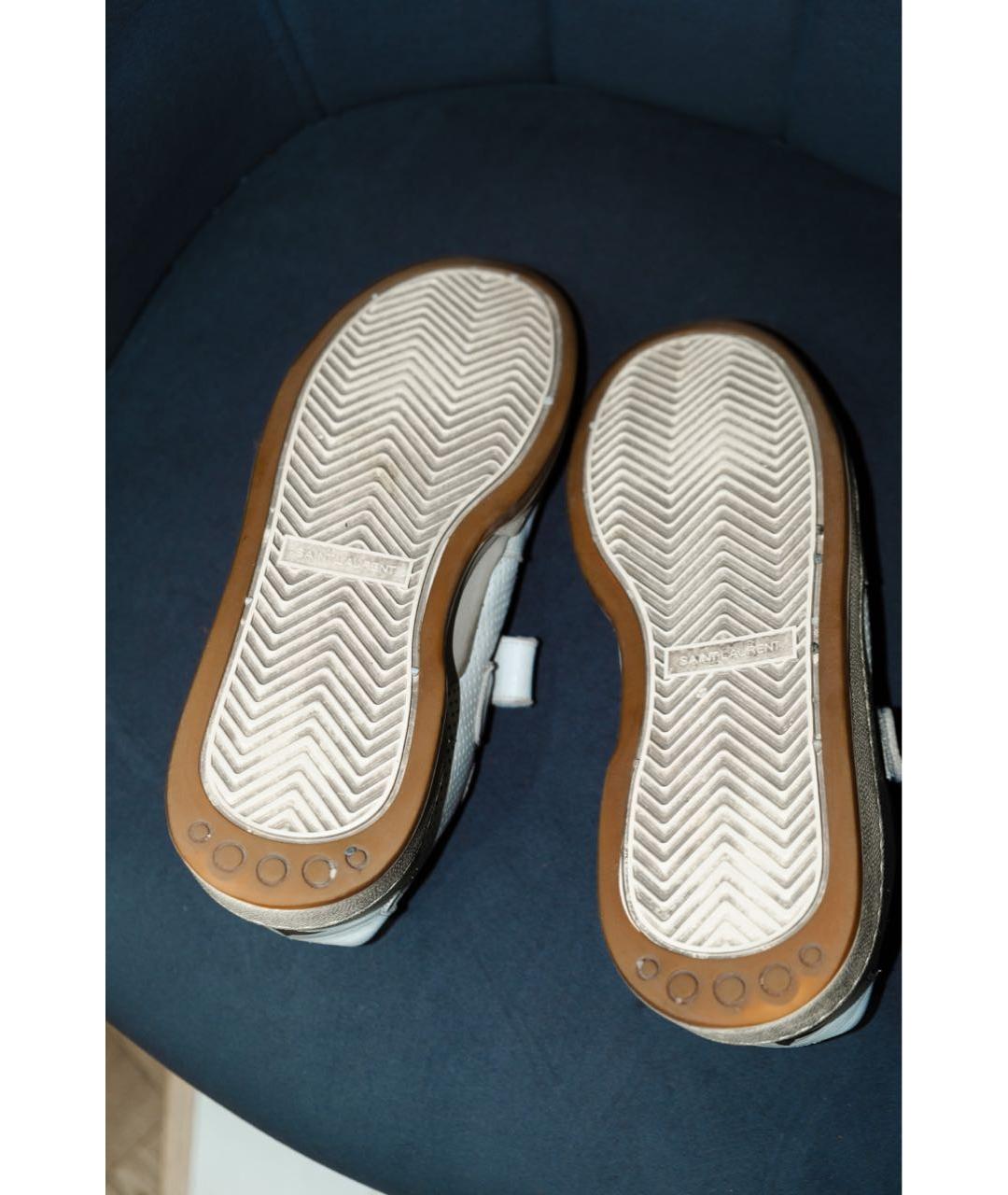 SAINT LAURENT Белые кожаные низкие кроссовки / кеды, фото 6