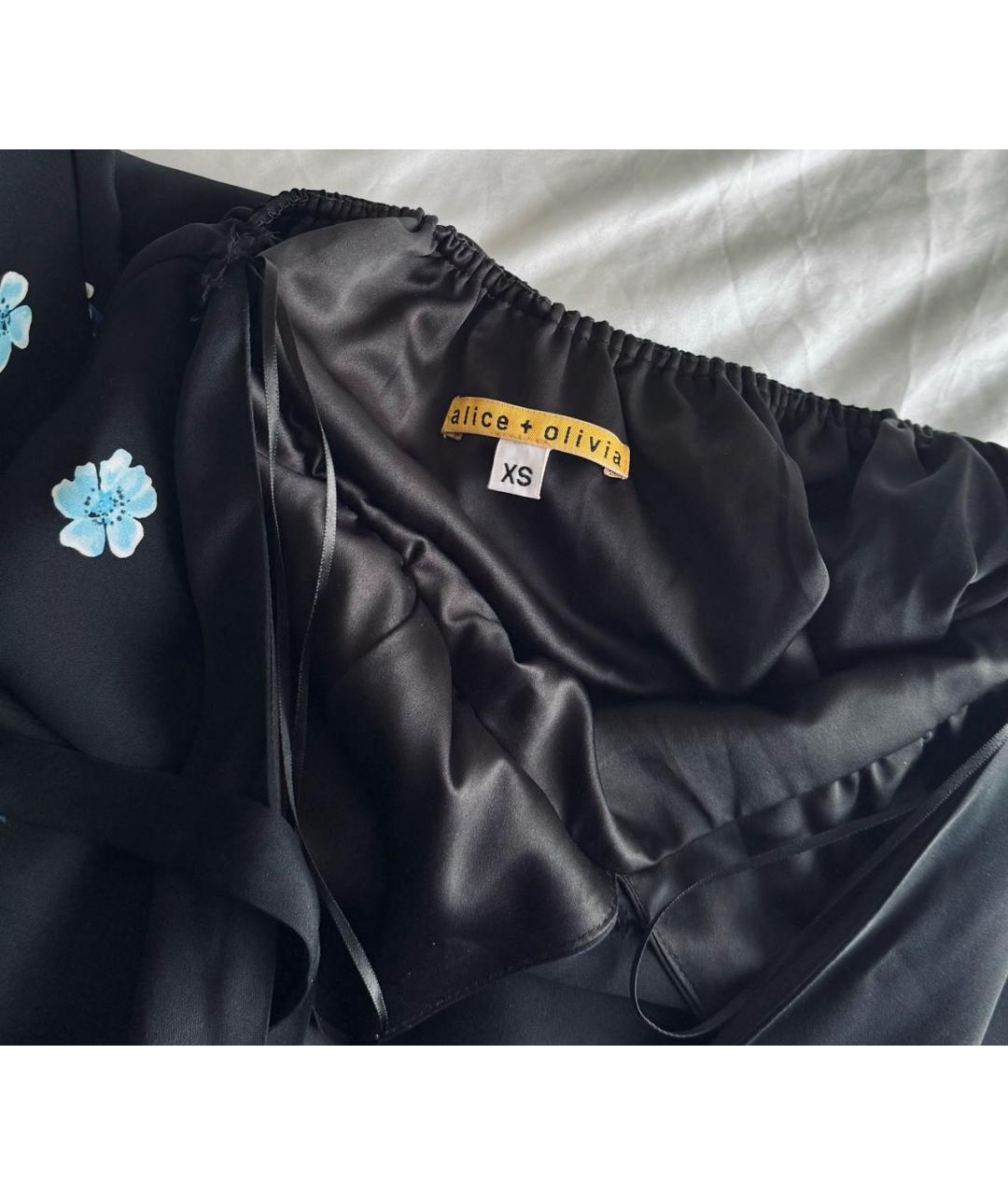 ALICE+OLIVIA Черное шелковое повседневное платье, фото 6