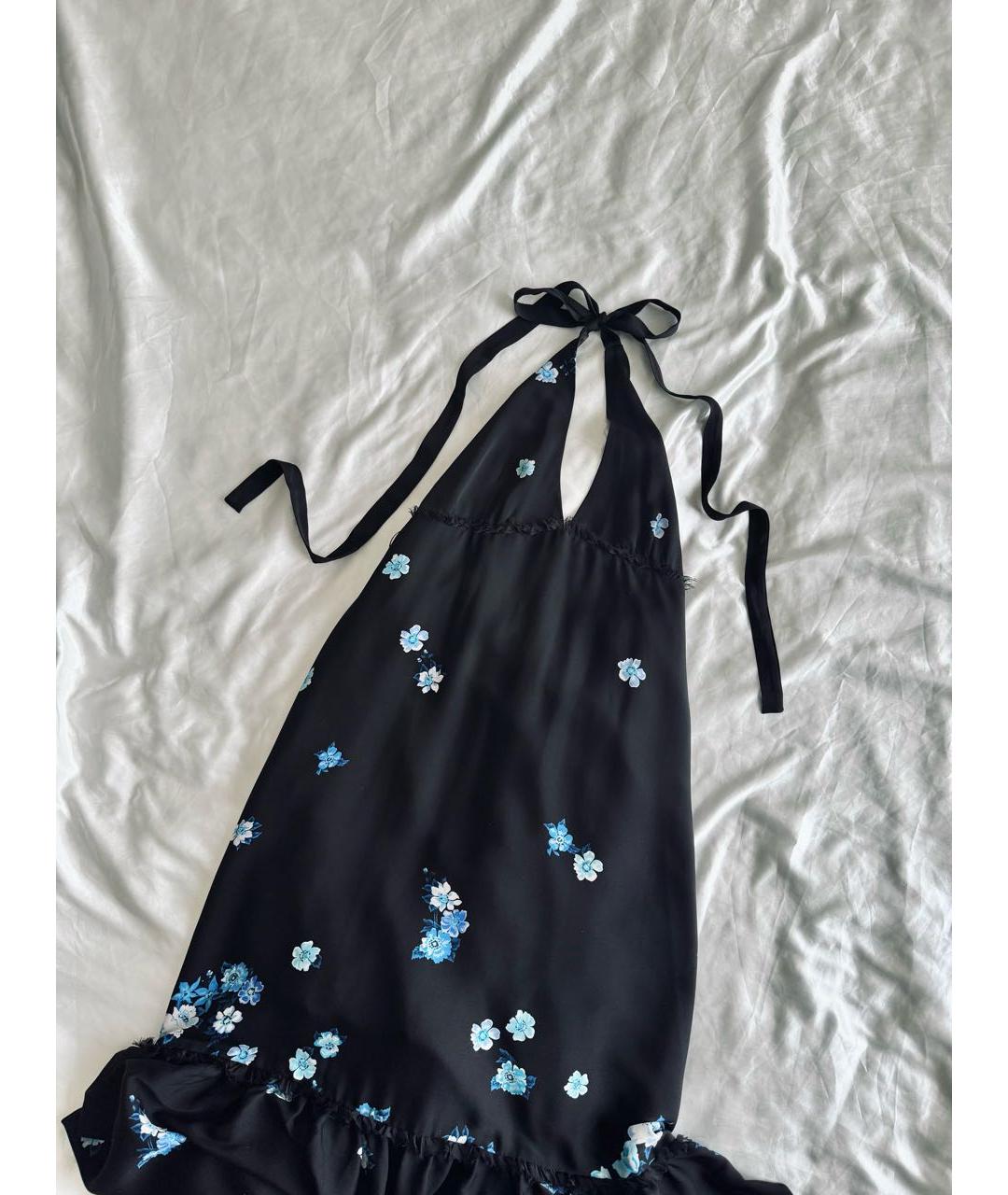 ALICE+OLIVIA Черное шелковое повседневное платье, фото 4